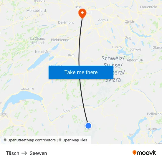 Täsch to Seewen map