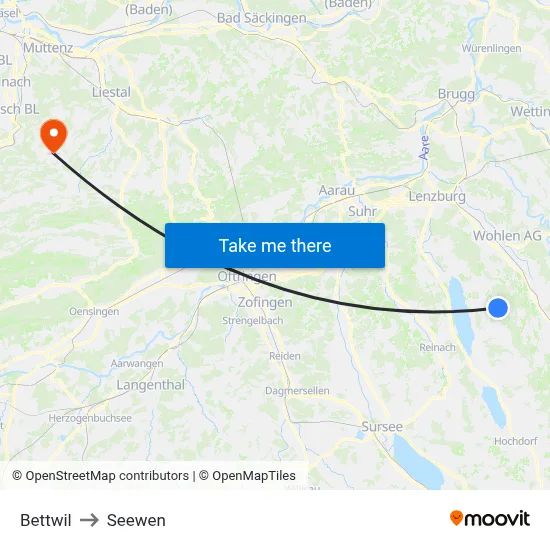 Bettwil to Seewen map