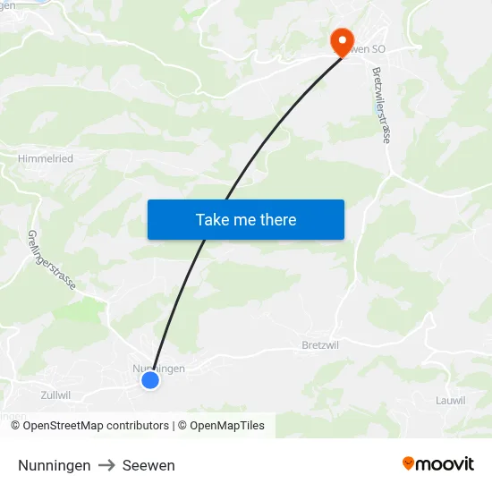 Nunningen to Seewen map