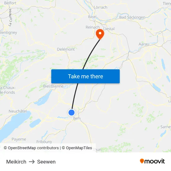 Meikirch to Seewen map