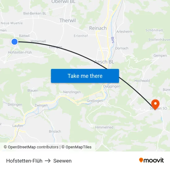 Hofstetten-Flüh to Seewen map