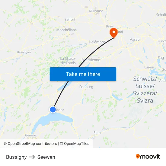 Bussigny to Seewen map