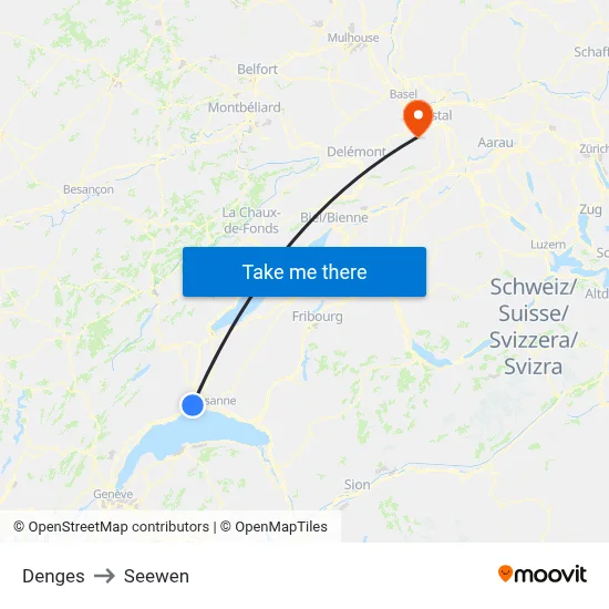 Denges to Seewen map