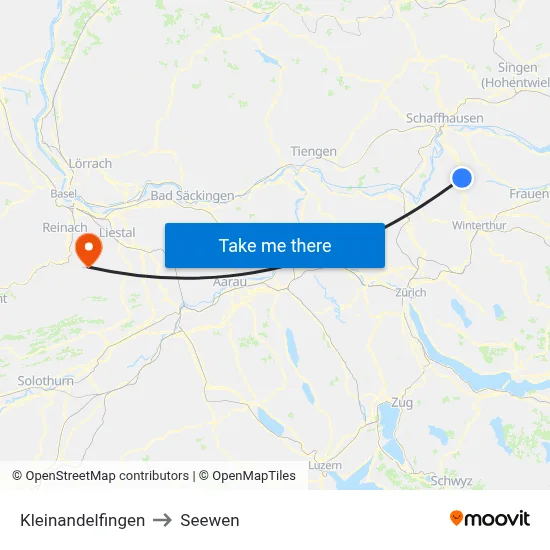 Kleinandelfingen to Seewen map