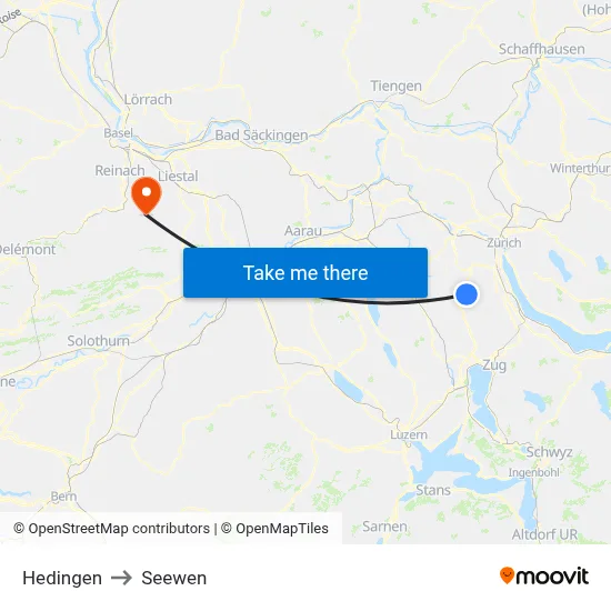 Hedingen to Seewen map