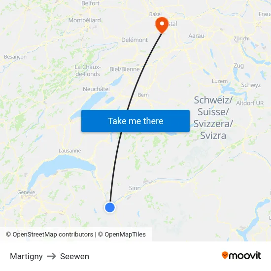 Martigny to Seewen map