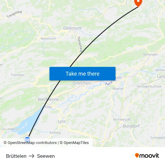 Brüttelen to Seewen map