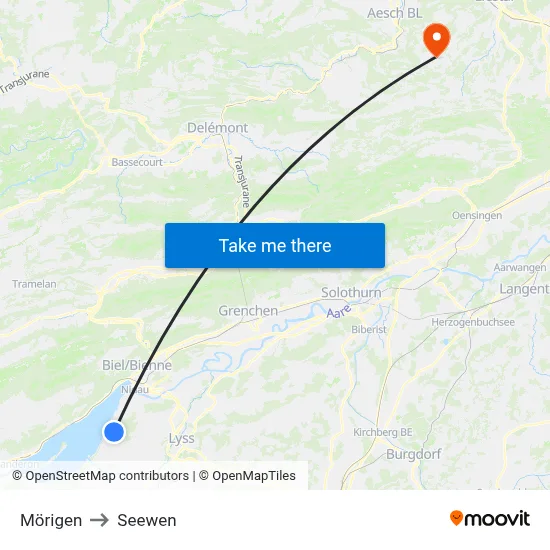 Mörigen to Seewen map