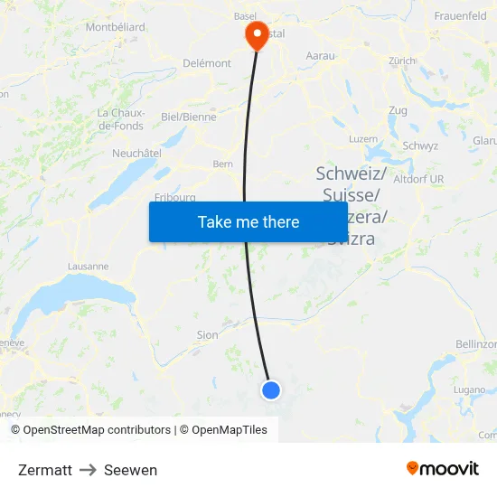 Zermatt to Seewen map