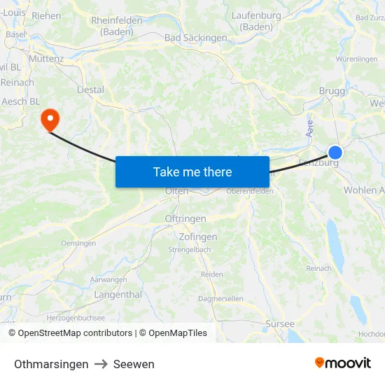 Othmarsingen to Seewen map