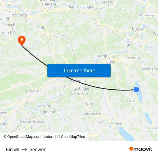 Birrwil to Seewen map