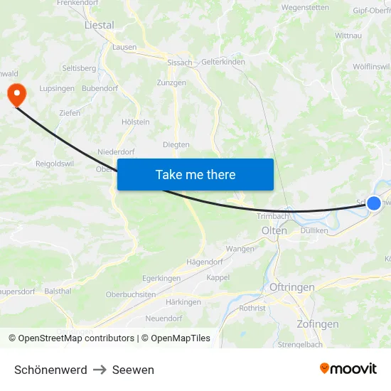 Schönenwerd to Seewen map