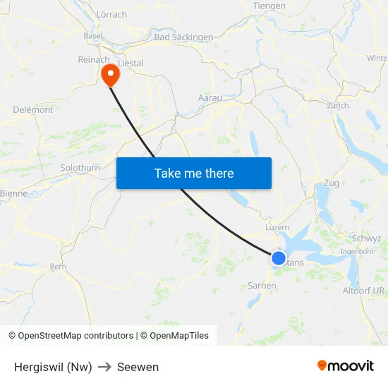 Hergiswil (Nw) to Seewen map