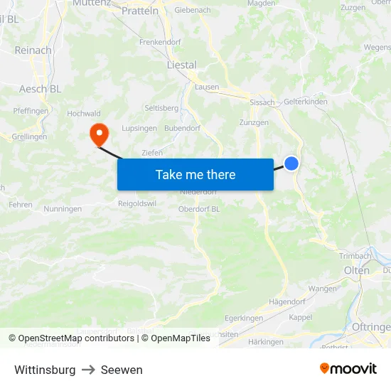 Wittinsburg to Seewen map