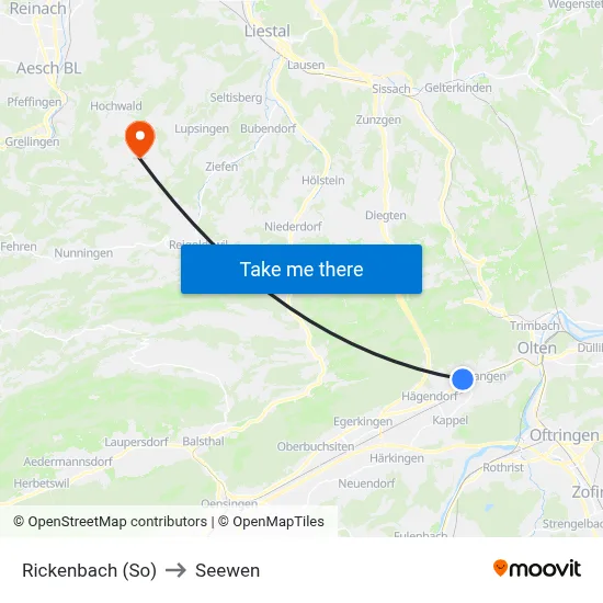 Rickenbach (So) to Seewen map