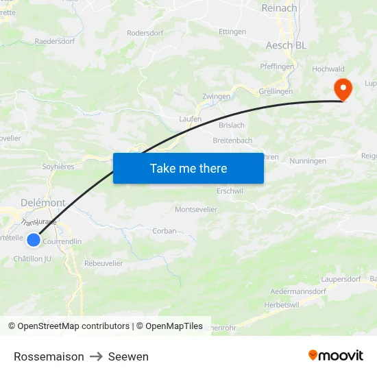 Rossemaison to Seewen map