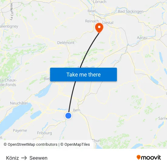 Köniz to Seewen map