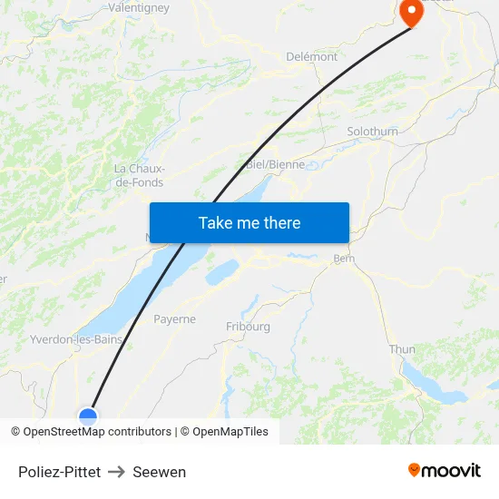 Poliez-Pittet to Seewen map