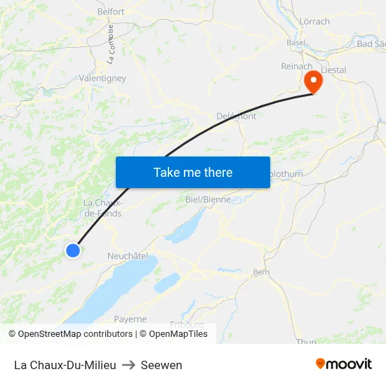 La Chaux-Du-Milieu to Seewen map