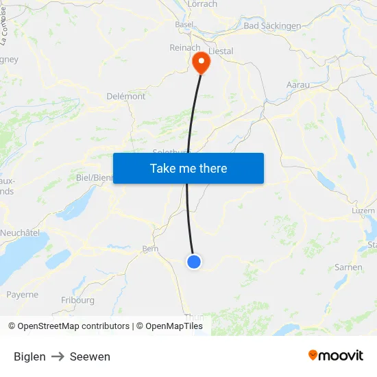 Biglen to Seewen map