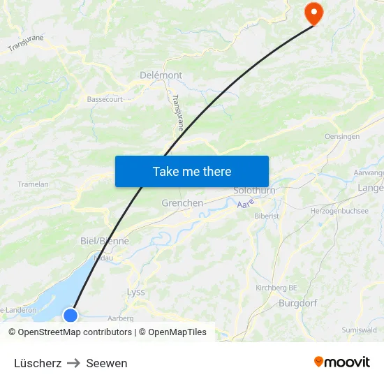 Lüscherz to Seewen map
