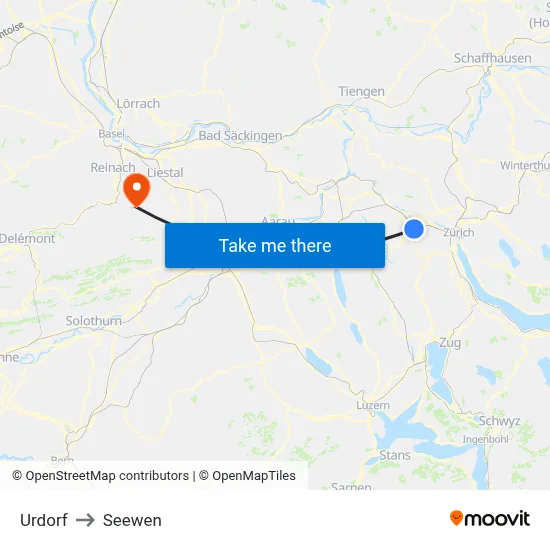 Urdorf to Seewen map
