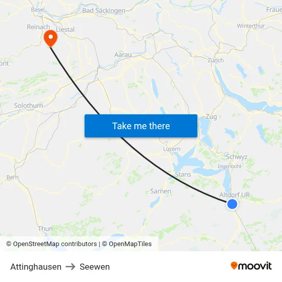 Attinghausen to Seewen map