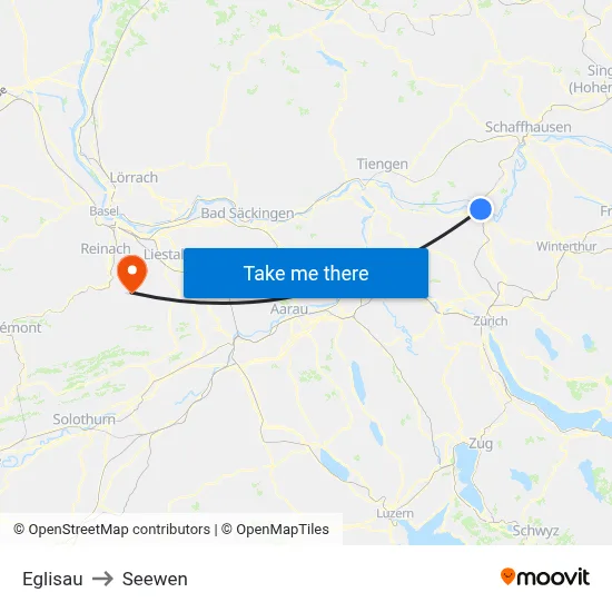 Eglisau to Seewen map