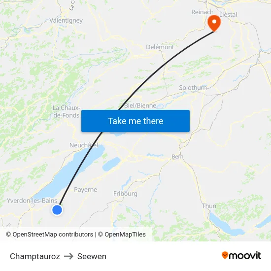 Champtauroz to Seewen map