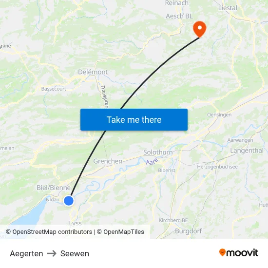 Aegerten to Seewen map