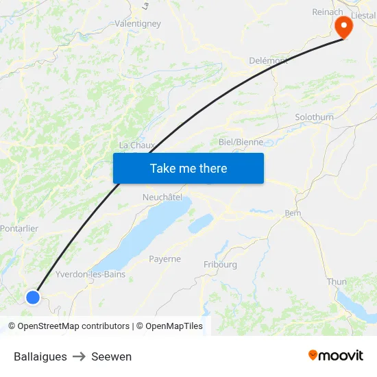 Ballaigues to Seewen map