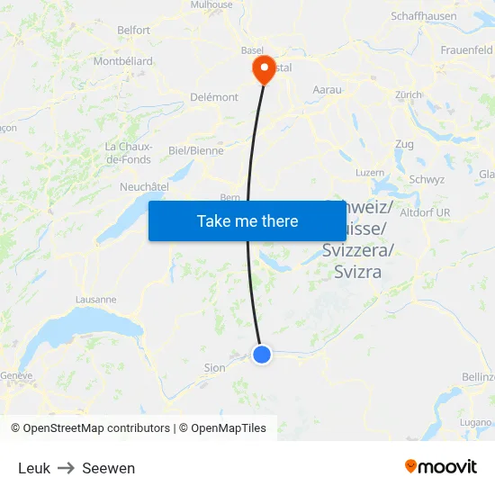 Leuk to Seewen map