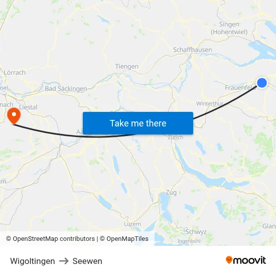 Wigoltingen to Seewen map