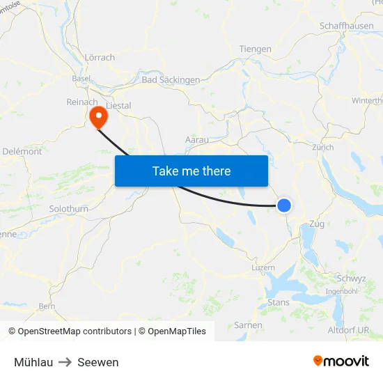 Mühlau to Seewen map