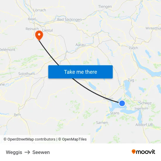 Weggis to Seewen map