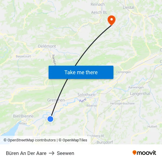Büren An Der Aare to Seewen map
