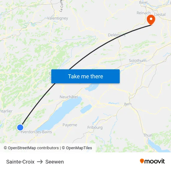 Sainte-Croix to Seewen map