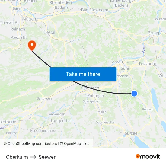 Oberkulm to Seewen map