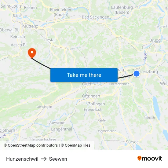 Hunzenschwil to Seewen map