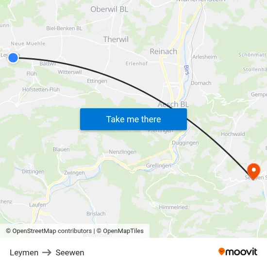 Leymen to Seewen map