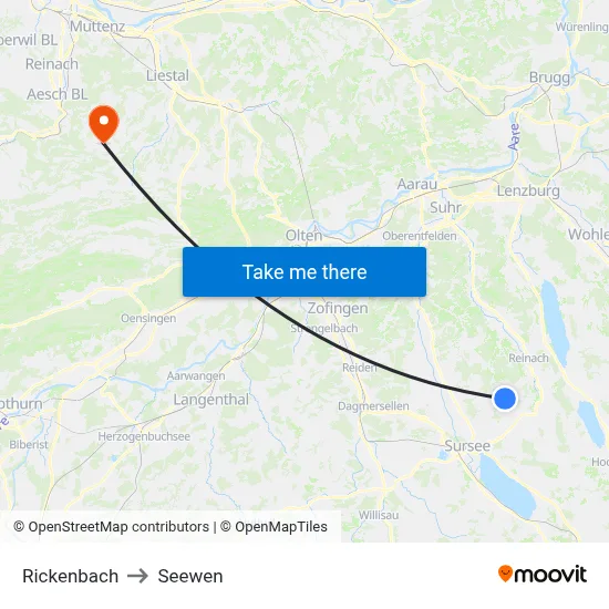 Rickenbach to Seewen map