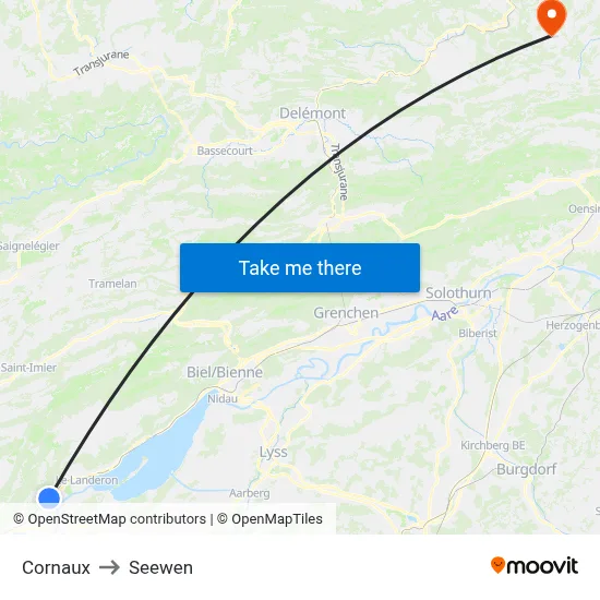 Cornaux to Seewen map