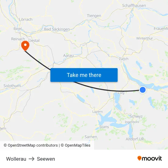 Wollerau to Seewen map