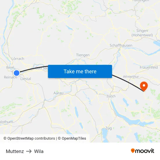 Muttenz to Wila map