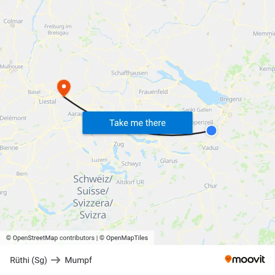 Rüthi (Sg) to Mumpf map