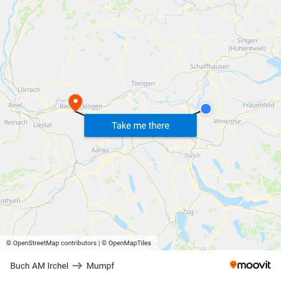 Buch AM Irchel to Mumpf map