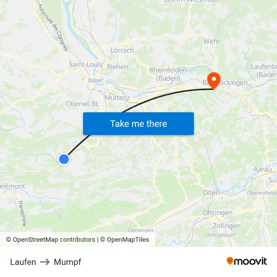Laufen to Mumpf map