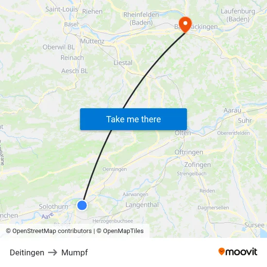 Deitingen to Mumpf map