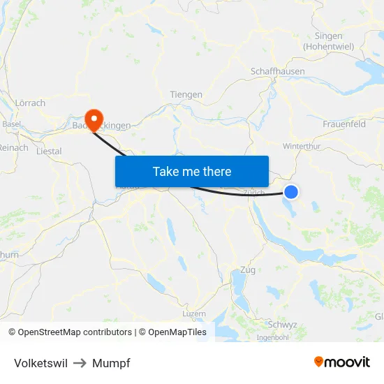 Volketswil to Mumpf map