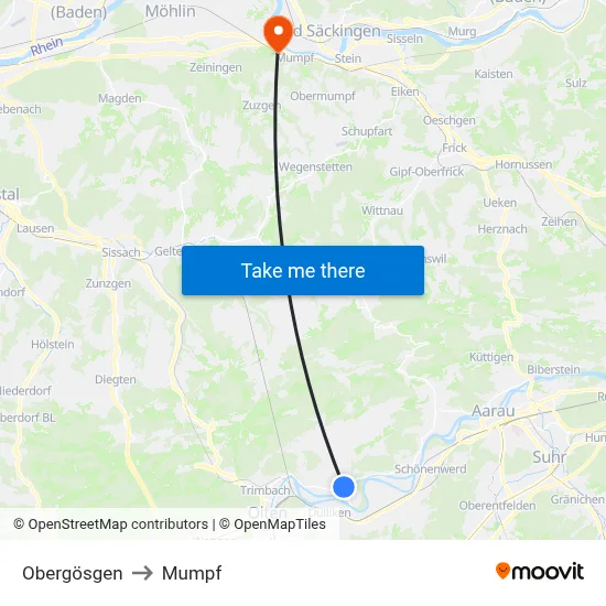 Obergösgen to Mumpf map